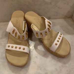 White and Gold platform heels by ONEX